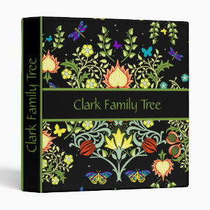 Elegant Black And Green Family Tree 3 Ring Binder