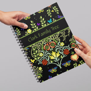 Elegant Black And Green Family Tree Notebook
