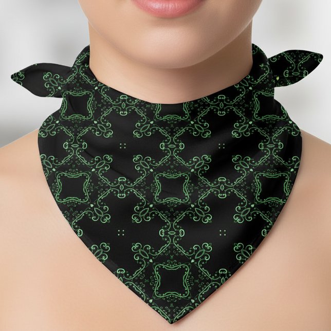 Elegant Black and Green Vintage Baroque Filigree Bandana (Creator Uploaded)