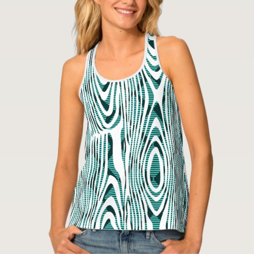 Elegant Black And Green Wood Grain Tank Top