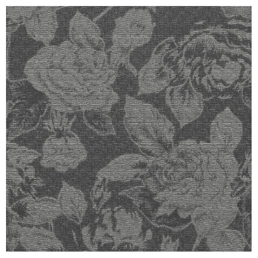 Elegant Black and Grey Floral Print Fabric