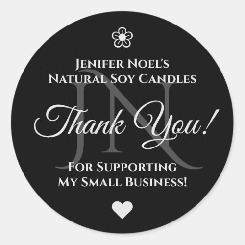 Elegant Black and Grey Simple Thank You Labels