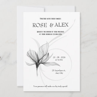 Elegant Black and Grey Smoke Floral Wedding Invita Invitation