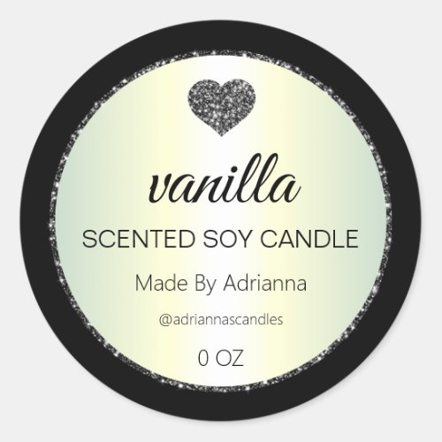 Elegant Black And Holographic Soy Candle Labels