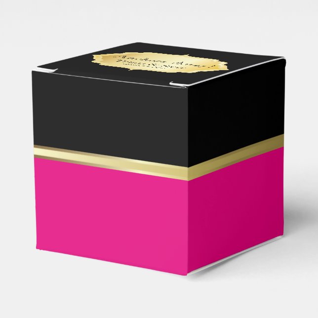 Elegant Black and Hot Pink Favor Box (Front Side)