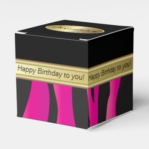 Elegant Black and Hot Pink Zebra Favor Box