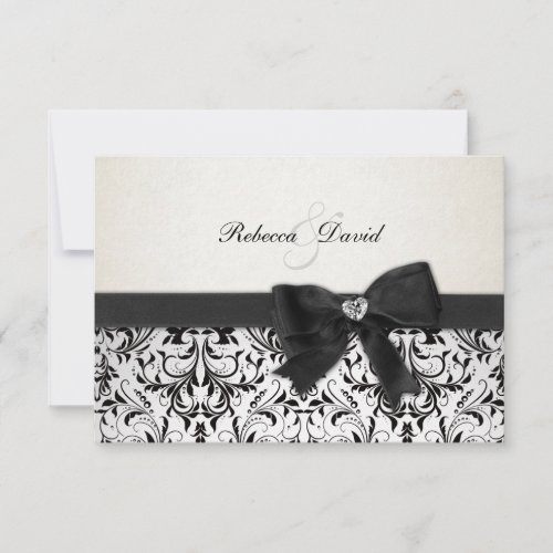 Elegant Black and Ivory Damask with diamond RSVP