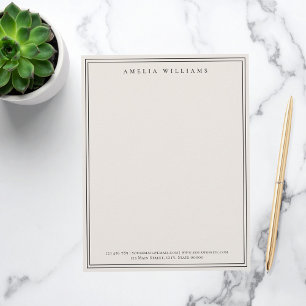Elegant Black and Ivory Minimalist Two Border Letterhead