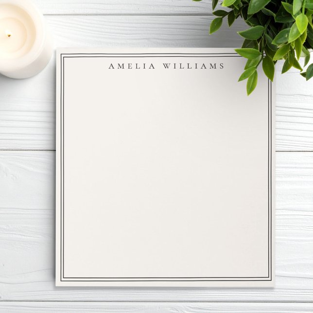 Elegant Black and Ivory Minimalist Two Border Notepad (Creator Uploaded)