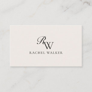 Elegant Black and Ivory Modern Monogram Business Card