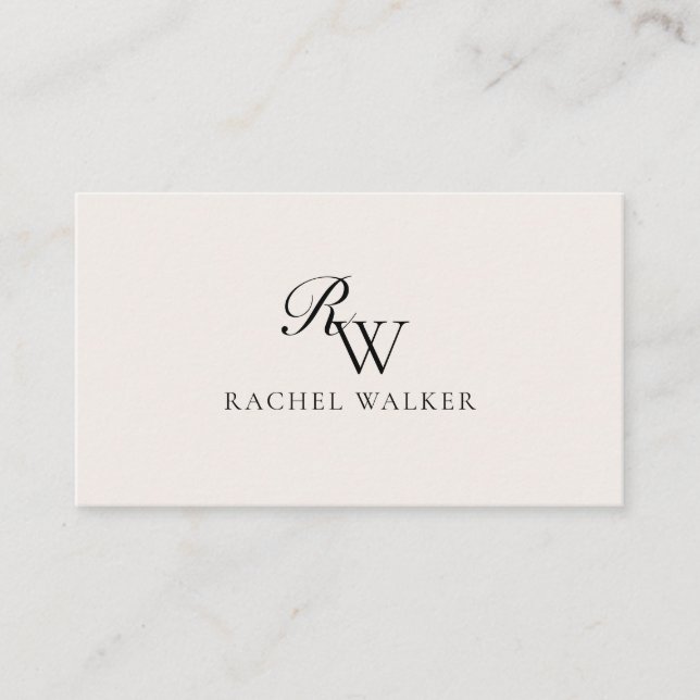 Elegant Black and Ivory Modern Monogram Business Card (Front)