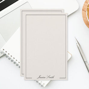 Elegant Black and Ivory Script Monogram Stationery