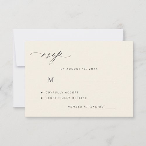 Elegant black and ivory simple wedding RSVP card