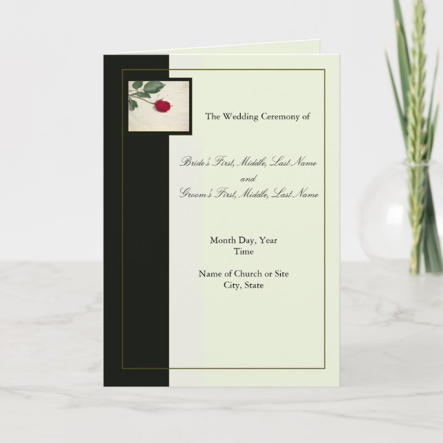 Elegant Black and Ivory Wedding Program Template (Front)