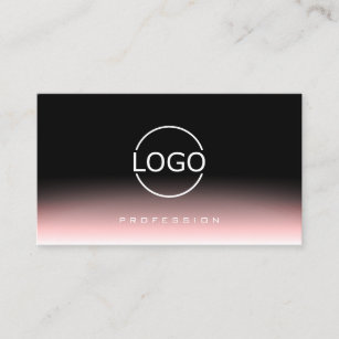 Elegant Black and Light Pink Gradient with Logo Business Card
