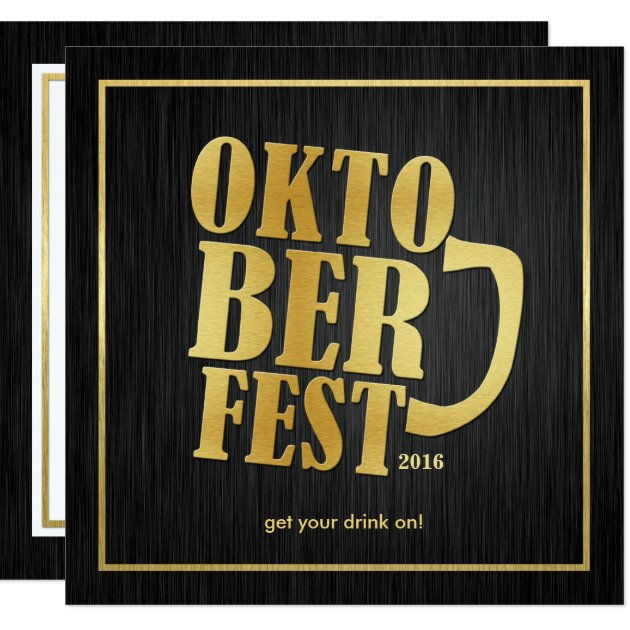 Elegant Black And Metallic Gold Oktoberfest 2016 Invitation