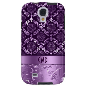 Elegant Black And Metallic Purple Damasks & Lace C Galaxy S4 Case