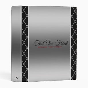 Elegant Black And Metallic Silver Geometric Design Mini Binder