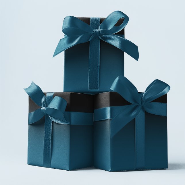 Elegant Black and Ocean Blue Teal Ombre Wrapping Paper (Black and Ocean Blue Teal Ombre Wrapping Paper)