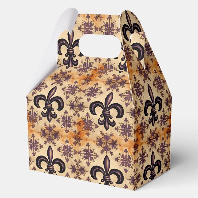 Elegant Black and Orange Pattern Favor Boxes (Front)