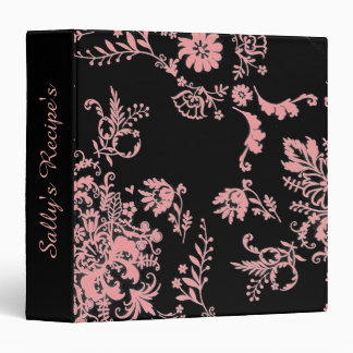 Elegant Black and Pink Damask Binder