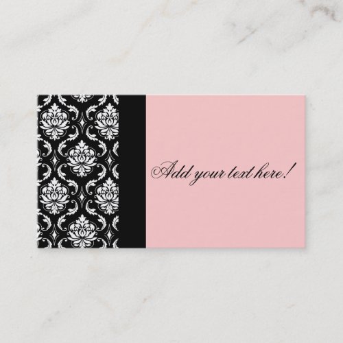 Elegant Black and Pink Damask Business Card