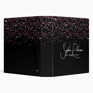 Elegant Black and Pink Glitter Salon Business 3 Ring Binder