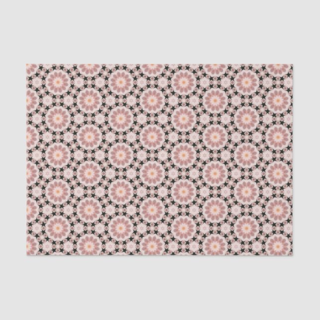 Elegant Black and Pink Modern Geometric Pattern  Tissue Paper (Front)