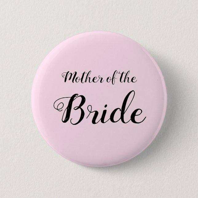 Elegant Black and Pink Mother of the Bride Button (Front)