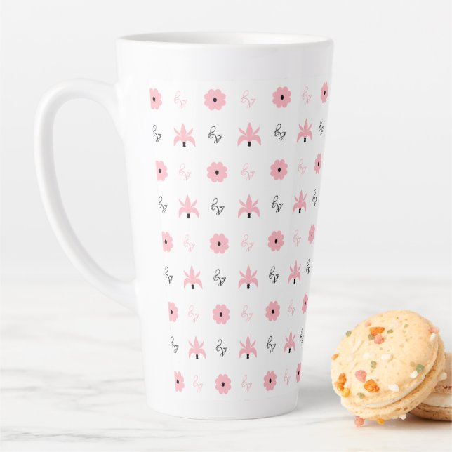 Elegant Black and Pink Pattern Design Latte Mug (In Situ)