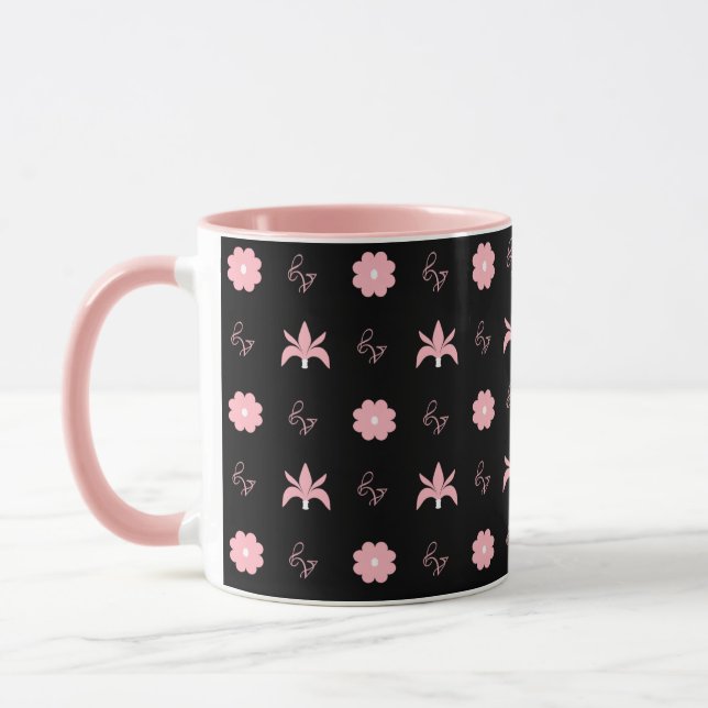 Elegant Black and Pink Pattern Design Mug (Left)