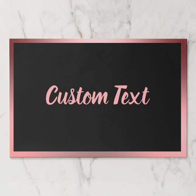 Elegant Black and Pink Script Text Paper Placemats (Front)