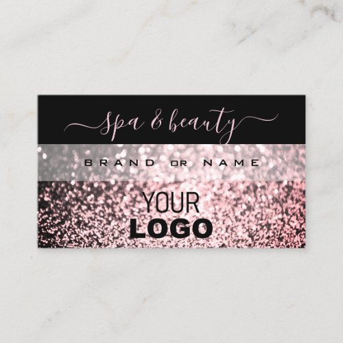 Elegant Black and Pink Sparkling Glitter with Logo Business Card