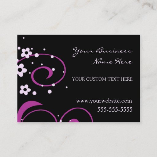 Customizable Elegant Black and Pink Swirls Business Cards
