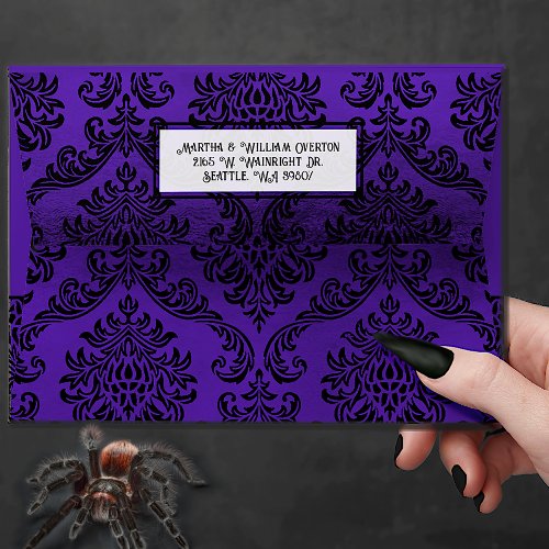 Elegant Black and Purple Damask Gothic Envelope