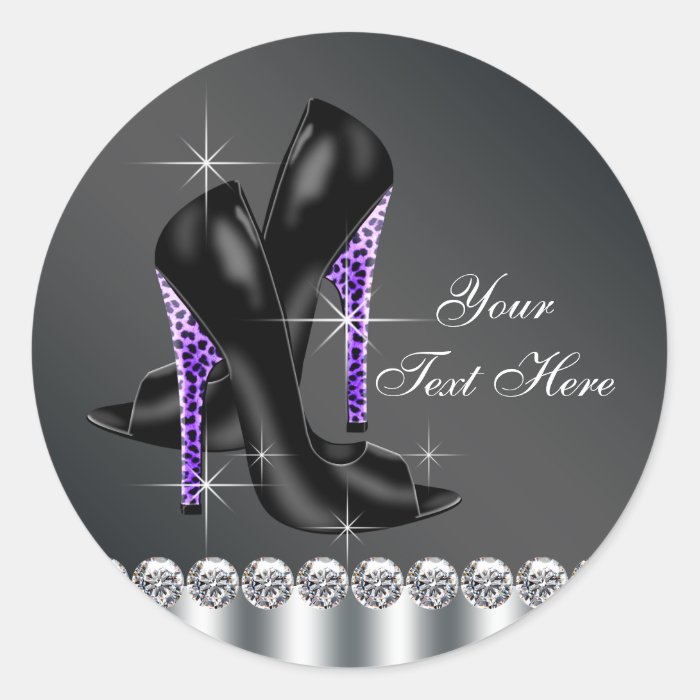 Elegant Black and Purple High Heel Shoe Stickers