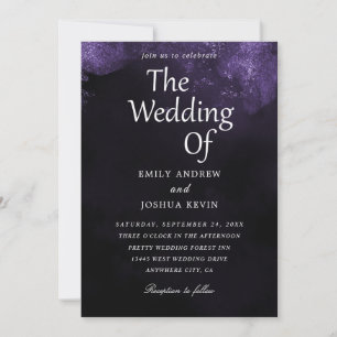 Elegant black and purple wedding invitations