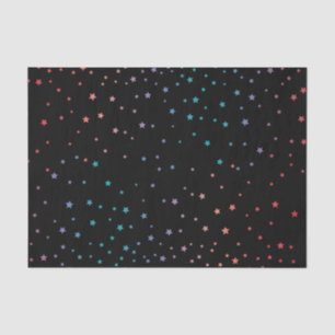 Elegant Black and Rainbow Stars Starry Night Sky Tissue Paper