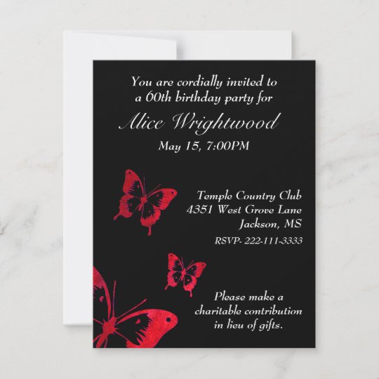 Elegant Black and Red Birthday Invitation