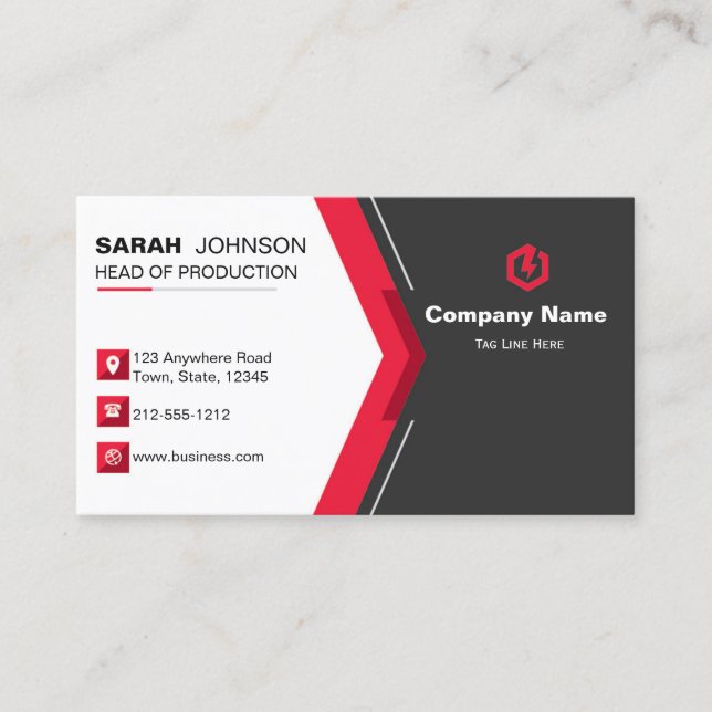 Elegant black and red business card. card (Front)