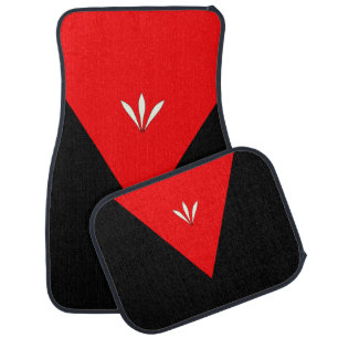Elegant Black and Red Car Floor Mat