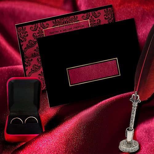 Elegant Black and Red Damask Gothic Envelope