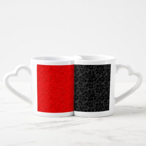 Elegant Black And Red Damasks Coffee Mug Set