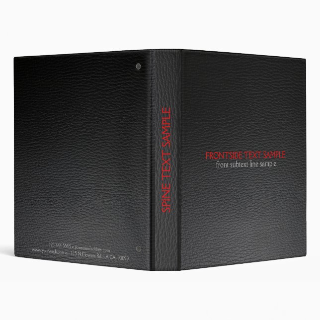 Elegant Black And Red Faux Leather Look 3 Ring Binder (Background)