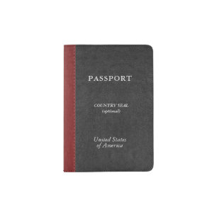 Elegant Black And Red Faux Leather  Texture Passport Holder