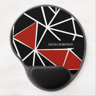 Elegant black and red geometric pattern gel mouse pad
