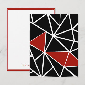 Elegant black and red geometric pattern note card