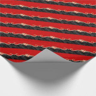 Elegant Black and Red Golden Hearts Romantic Wrapping Paper