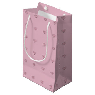 Elegant Black and Red Hearts Pattern Pink Gift Bag