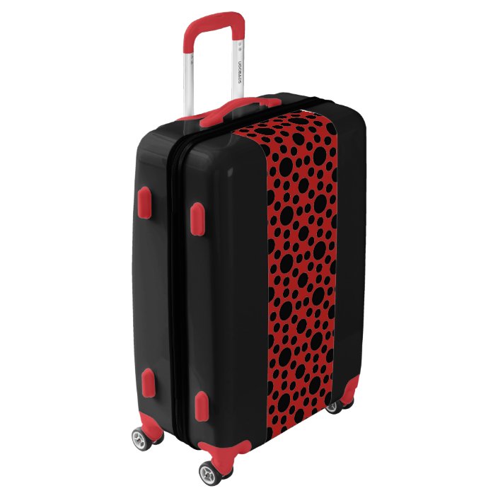 black and red suitcase